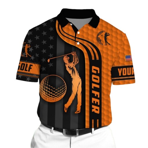 Golf Polo Shirt Premium Cool Golfer 3D Polo AOV Printed Multicolor Personalized Golf Shirt Patriotic Golf Shirt For Men