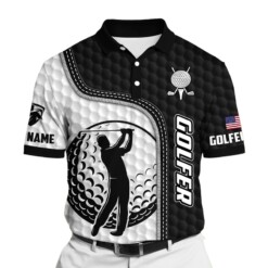 Golf Polo Shirt Premium Cool Golfer And Ball Golf Polo Shirt Multicolor Personalized Golf Shirt Patriotic Golf Shirt For Men