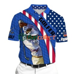 Golf Polo Shirt Premium Cool Golfer Unique Polo Shirt For Lovers US Flag Multicolor Personalized Golf Shirt Patriotic Golf Shirt For Men