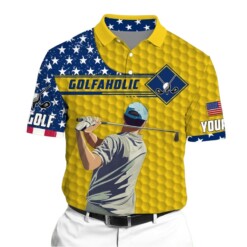 Golf Polo Shirt Premium Golfaholic Golf Man Polo Multicolor Personalized Golf Shirt Patriotic Golf Shirt For Men