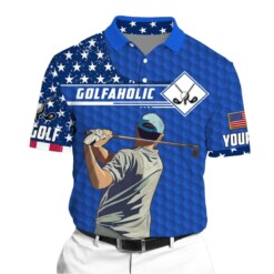 Golf Polo Shirt Premium Golfaholic Golf Man Polo Multicolor Personalized Golf Shirt Patriotic Golf Shirt For Men