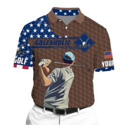 Golf Polo Shirt Premium Golfaholic Golf Man Polo Multicolor Personalized Golf Shirt Patriotic Golf Shirt For Men