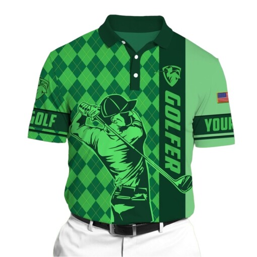 Golf Polo Shirt Premium Golfer 3D Polo AOP Argyle Multicolor Personalized Golf Shirt Patriotic Golf Shirt For Men