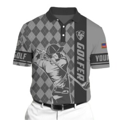 Golf Polo Shirt Premium Golfer 3D Polo AOP Argyle Multicolor Personalized Golf Shirt Patriotic Golf Shirt For Men