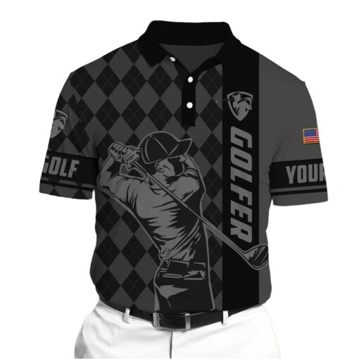 Golf Polo Shirt Premium Golfer 3D Polo AOP Argyle Multicolor Personalized Golf Shirt Patriotic Golf Shirt For Men