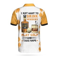 Golf Whisky And Take Naps Custom Polo Shirt Personalized Yellow Plaid Pattern Golf Shirt With Name For Golfers - Dream Art Europa