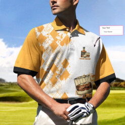 Golf Whisky And Take Naps Custom Polo Shirt Personalized Yellow Plaid Pattern Golf Shirt With Name For Golfers - Dream Art Europa