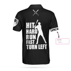 Hit Hard Run Fast Turn Left Custom Polo Shirt Personalized Black American Flag Polo Shirt Funny Golf Shirt For Men - Dream Art Europa