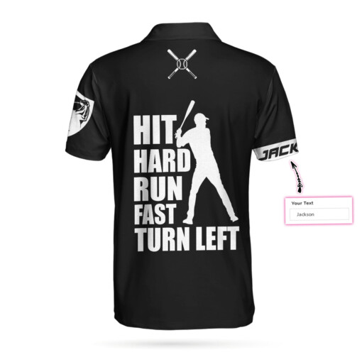 Hit Hard Run Fast Turn Left Custom Polo Shirt Personalized Black American Flag Polo Shirt Funny Golf Shirt For Men