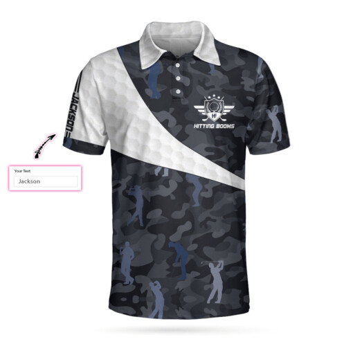 Hitting Booms Camo Pattern Custom Polo Shirt Personalized Golf Pattern Polo Shirt Best Golf Shirt For Men