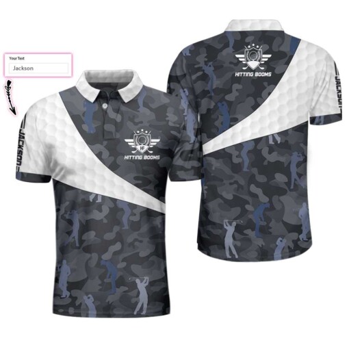 Hitting Booms Camo Pattern Custom Polo Shirt Personalized Golf Pattern Polo Shirt Best Golf Shirt For Men