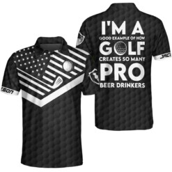 Im A Golf Pro And Beer Drinker Custom Polo Shirt Personalized Golf American Flag Polo Shirt Golf Shirt For Beer Lovers