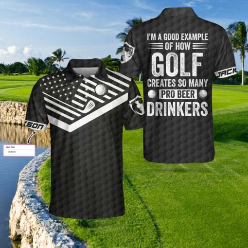 Im A Golf Pro Custom Polo Shirt Personalized American Flag Golf Shirt For Men Cool Gift For Golfers