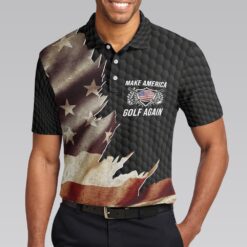 Make America Golf Again Custom Polo Shirt Personalized Black Hornet Nest Pattern American Flag Golf Shirt For Men - Dream Art Europa