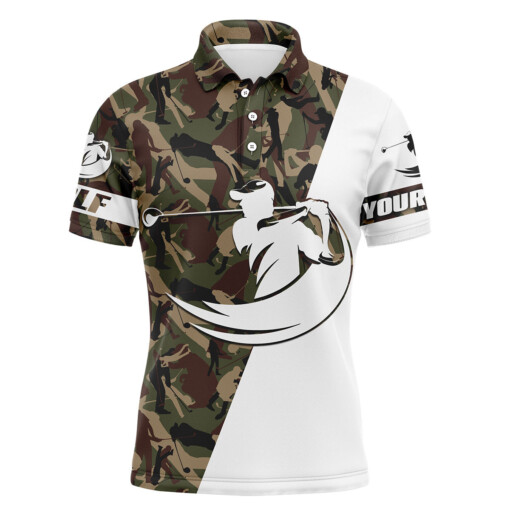 Mens White Golf Polo Custom Name Camo Golf Shirts Best Mens Golf Wear Golfer Gift Ideas