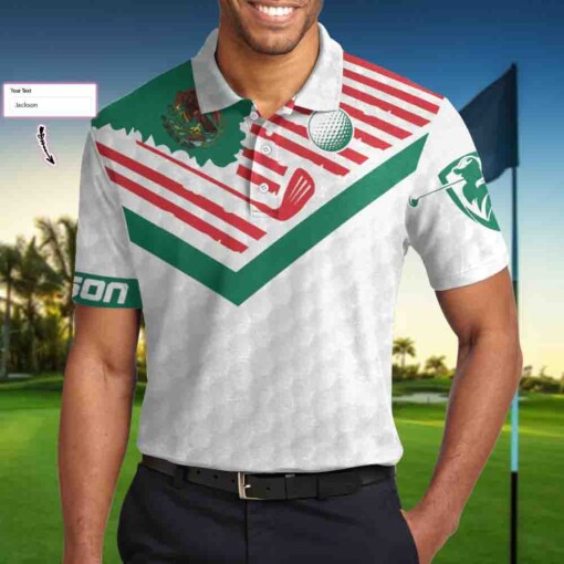 Mexico Flag Worlds Okayest Golfer Custom Polo Shirt Personalized Golf Shirt For Mexican Golfers Basic Golf Shirt