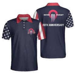 Never Forget Patriot Day Custom Polo Shirt Personalized American Flag 911 Shirt For Men