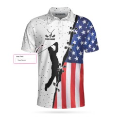 Personalized American Flag Golf Custom Polo Shirt Custom American Flag Golf Shirt For Men Best Golf Gift Idea - Dream Art Europa