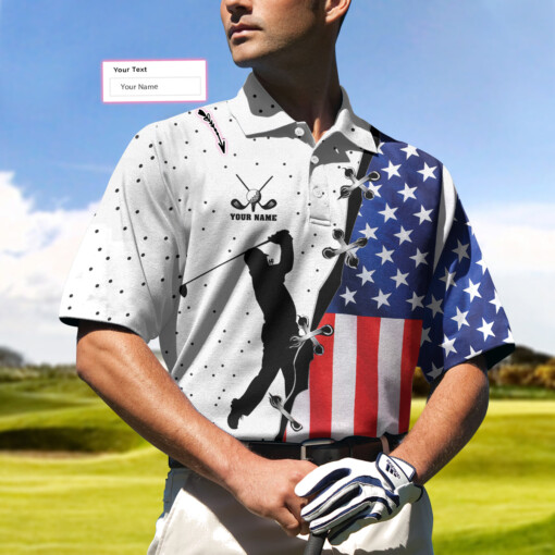 Personalized American Flag Golf Custom Polo Shirt Custom American Flag Golf Shirt For Men Best Golf Gift Idea