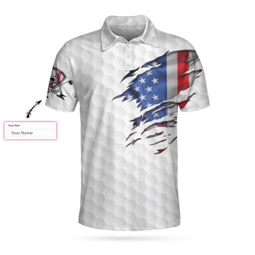 Personalized American Flag Golfing Skeleton Golf Polo Shirt It Takes A Lot Of Balls To Golf The Way I Do Shirt Custom Polo Shirt For Men