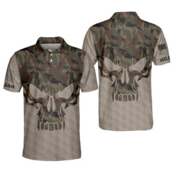 Personalized Camouflage Skull Golf Shirts for Men Funky Golf Shirts Mens Golf Shirts Short Sleeve Polo GOLF