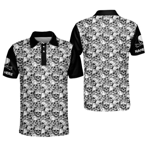 Personalized Crazy Funky Golf Shirts Skull Pattern Mens Golf Shirts Short Sleeve Polo Lightweight Golf Polos for Men GOLF