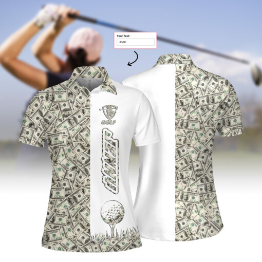 Personalized Dollar Golf Women Short Sleeve Polo Shirt
