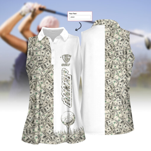 Personalized Dollar Golf Women Sleeveless Polo Shirt