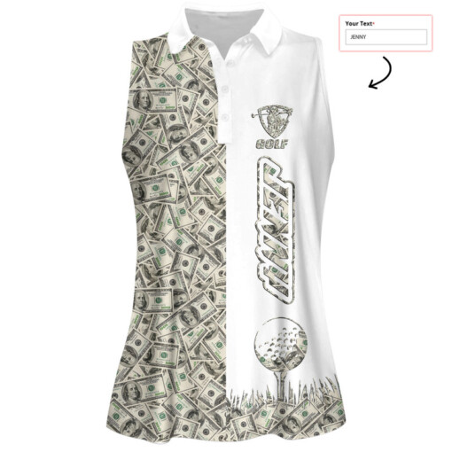 Personalized Dollar Golf Women Sleeveless Polo Shirt