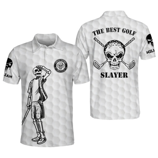 Personalized Funny Golf Polo Shirt for Men Skull The Best Golf Slayer Mens Golf Shirts Sports Polo for Men GOLF
