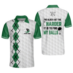 Personalized Funny Golf Polo Shirt for Men The Older I Get The Harder It Is To Find My Balls Mens Golf Polo Shirts GOLF