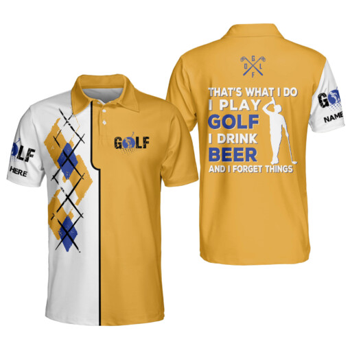 Personalized Funny Golf Shirt for Men I Play Golf I Drink Beer Mens Short Sleeve Beer Golf Polo Sports Polo for Men GOLF