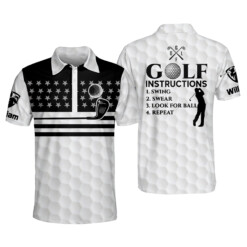 Personalized Funny Golf Shirts For Men Golf Instructions Mens Golf Polo Shirts Short Sleeve Patriotic Golf Shirt For Men GOLF