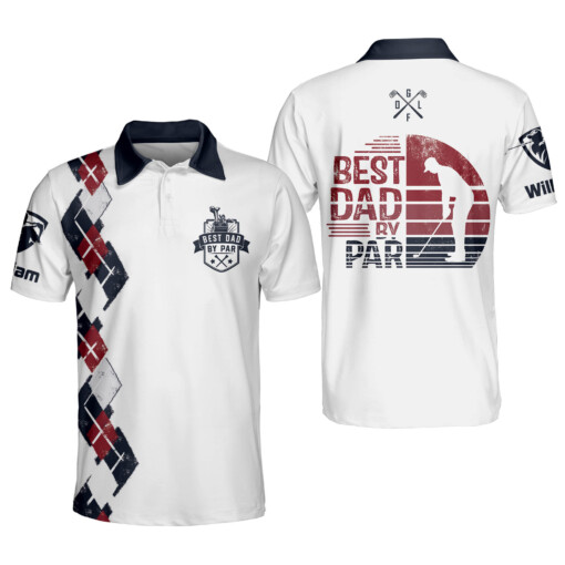 Personalized Funny Golf Shirts for Men Best Dad By Par Retro Mens Golf Shirts Short Sleeve GOLF