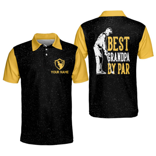 Personalized Funny Golf Shirts for Men Best Grandpa By Par Mens Golf Shirts Dry Fit Short Sleeve GOLF