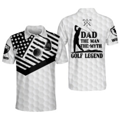 Personalized Funny Golf Shirts for Men Dad The Man The Myth Golf Legend Mens Golf Shirts American Flag Polo GOLF