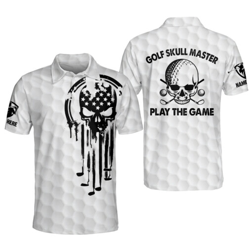 Personalized Funny Golf Shirts for Men Golf Skull Master Play The Game Mens Golf Shirts Short Sleeve Polo Dry Fit GOLF