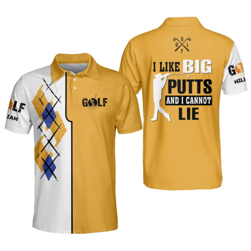 Personalized Funny Golf Shirts for Men I Like Big Putts And I Cannot Lie Mens Lightweight Short Sleeve Golf Polos Shirts GOLF