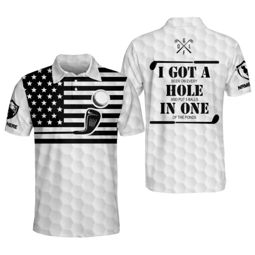 Personalized Funny Golf Shirts for Men I Made A Hole In One Mens Golf Shirts Dry Fit Short Sleeve Polos American Flag Golf Polos GOLF