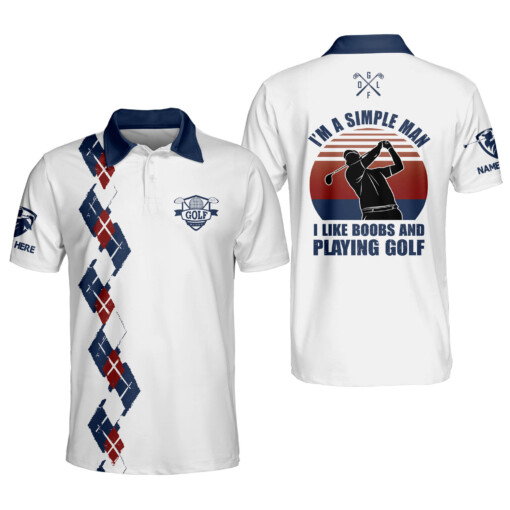 Personalized Funny Golf Shirts for Men Im A Simple Man Mens Golf Shirts Short Sleeve Polo Lightweight Golf Polos GOLF