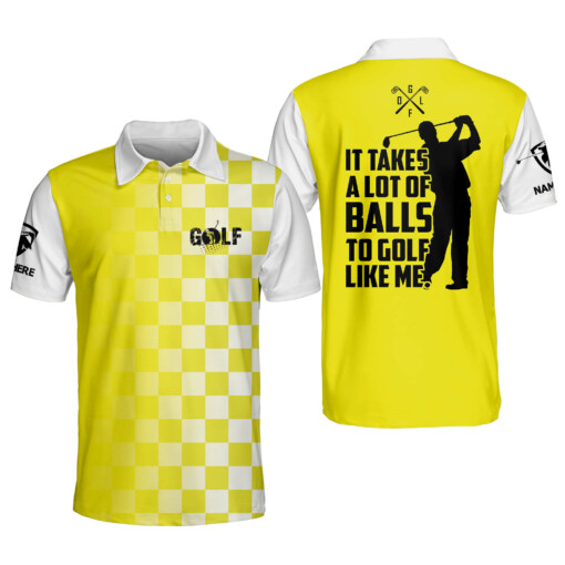 Personalized Funny Golf Shirts for Men It Takes A Lot Of Balls To Golf Mens Golf Shirts Short Sleeve Polo Dry Fit Lightweight Golf Polos GOLF