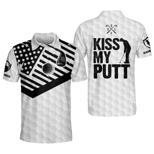 Personalized Funny Golf Shirts for Men Kiss My Putt Mens Funky Golf Polos Shirts Short Sleeve GOLF