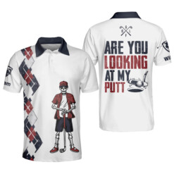 Personalized Funny Golf Shirts for Men Skull Are You Looking At My Putt Mens Golf Shirts Short Sleeve Polo Dry Fit GOLF