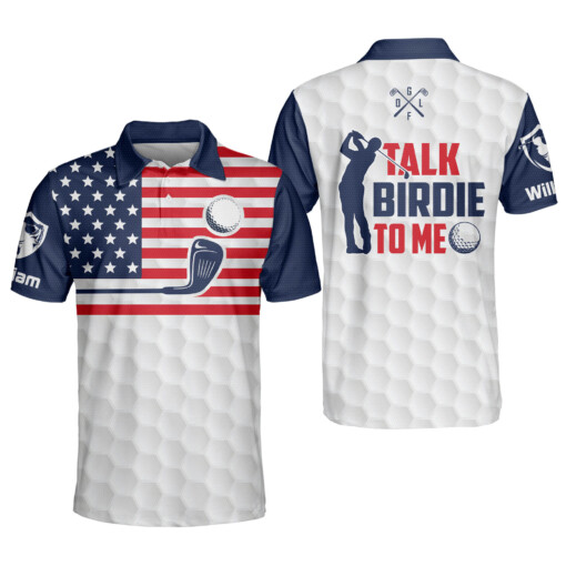 Personalized Funny Golf Shirts for Men Talk Birdie To Me Mens Golf Shirts Patriotic Golf Polos For Men GOLF