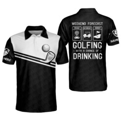 Personalized Funny Golf Shirts for Men Weekend Forecast Golfing with A Chance of Drinking Golf Shirts Short Sleeve Dry Fit Polo GOLF