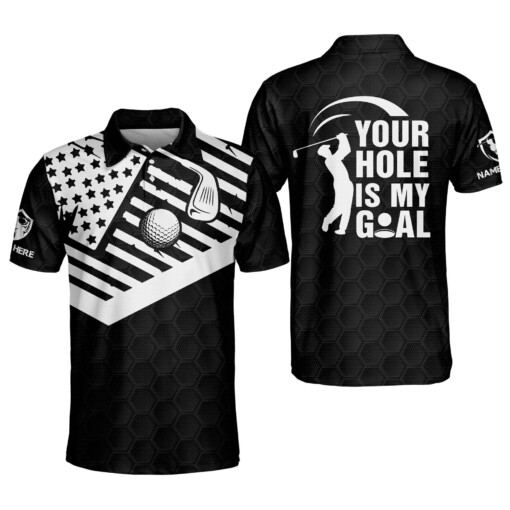 Personalized Funny Golf Shirts for Men Your Hole Is My Goal Mens Golf Shirts Dry Fit Short Sleeve Polos GOLF
