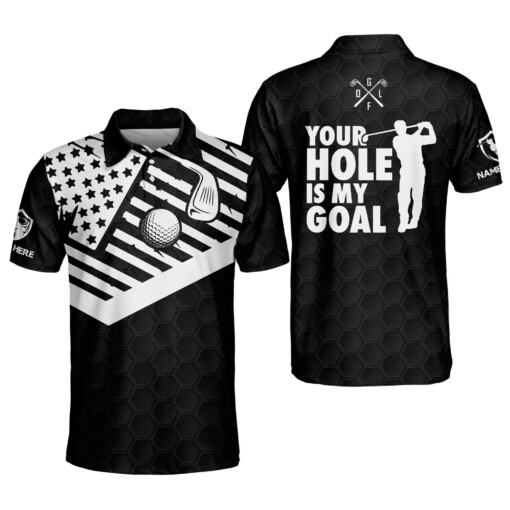 Personalized Funny Golf Shirts for Men Your Hole Is My Goal Mens Golf Shirts for Men Dry Fit GOLF