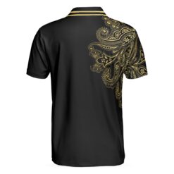 Personalized Golden Floral Paisley Golf Polo Shirt - Dream Art Europa