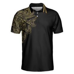 Personalized Golden Floral Paisley Golf Polo Shirt - Dream Art Europa