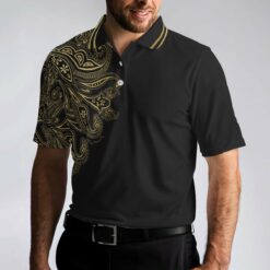 Personalized Golden Floral Paisley Golf Polo Shirt - Dream Art Europa